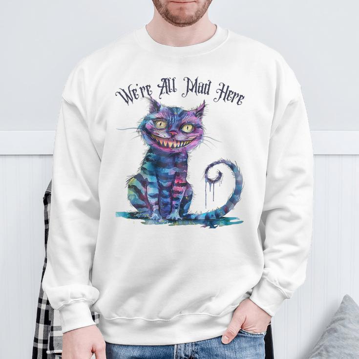 We'Re All Mad Here Cheshire Cat Alice Wonderland Book Boys Sweatshirt Gifts for Old Men We'Re All Mad Here Cheshire Cat Alice Wonderland Book Boys Sweatshirt Gifts for Old Men