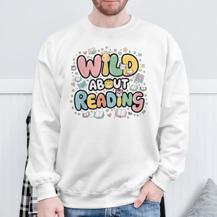 Wild About Reading Animal Bookworm Library Book Lover Reader Sweatshirt Gifts for Old Men Wild About Reading Animal Bookworm Library Book Lover Reader Sweatshirt Gifts for Old Men