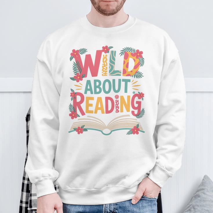 Wild About Reading Book Reading Library Writer Premium Tri-Blend Sweatshirt Gifts for Old Men