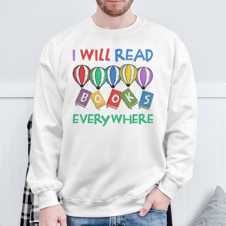 I Will Read Books Everywhere Across America Child Readers Sweatshirt Gifts for Old Men