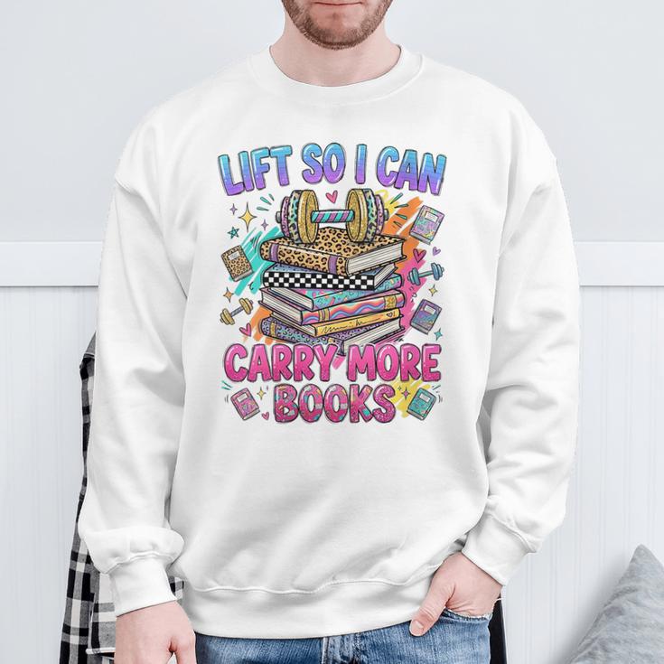 Women's Book Lover Fitness Mom Lifting Reading Humor Graphic Sweatshirt Gifts for Old Men