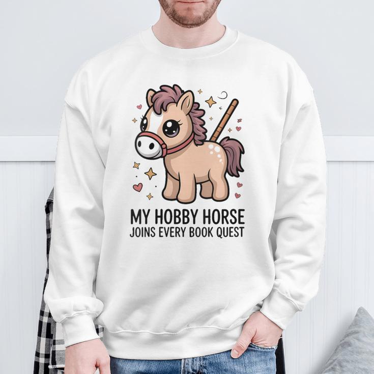 Women's My Hobby Horse Joins Every Book Quest Reading Lover Sweatshirt Gifts for Old Men