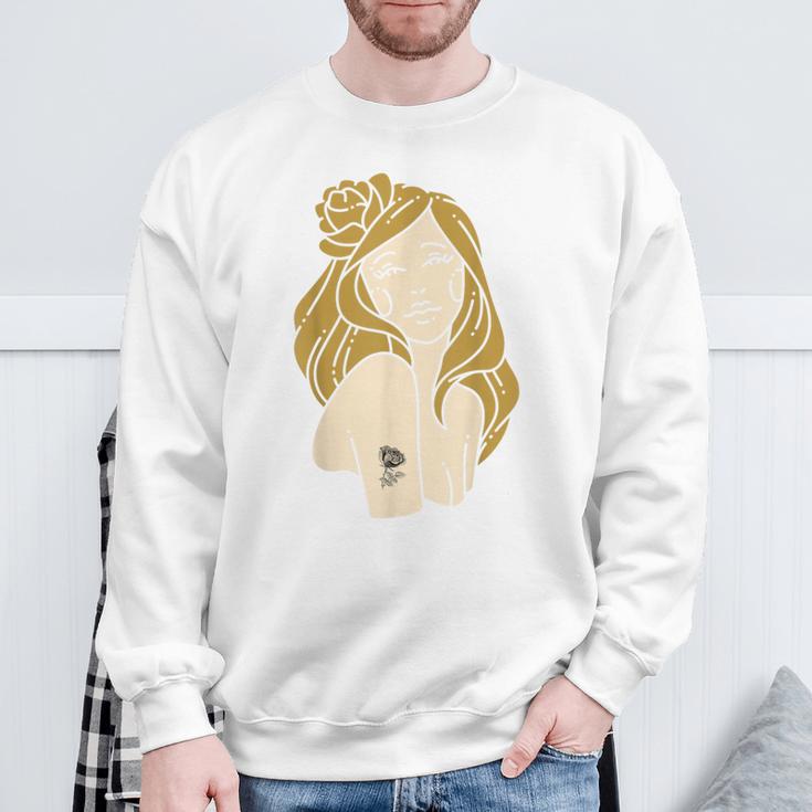 かわいいタトゥーガールファニーユニセックスデザインメンズレディースtシャツ スウェットシャツ 高齢者への贈り物