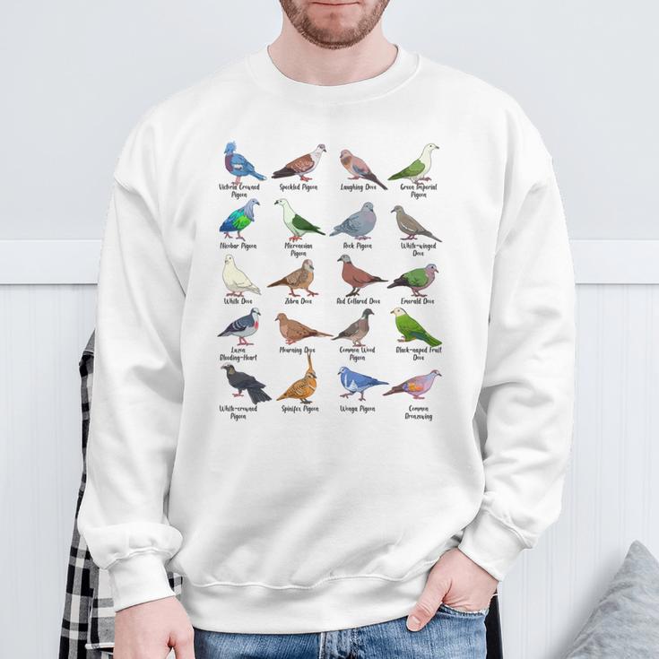 さまざまな種類のハト ハト 長袖tシャツ スウェットシャツ 高齢者への贈り物