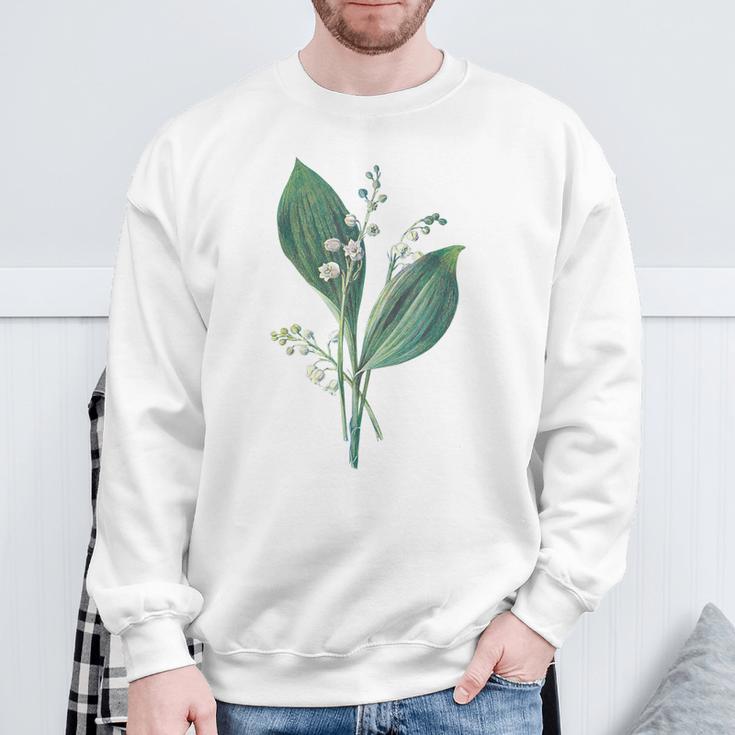 スズラン植物アートペインティングtシャツ スウェットシャツ 高齢者への贈り物