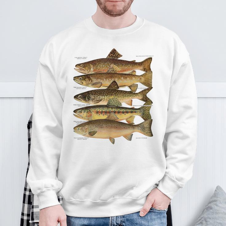 トラウト魚種種フィッシング フライフィッシング トラウト スウェットシャツ 高齢者への贈り物