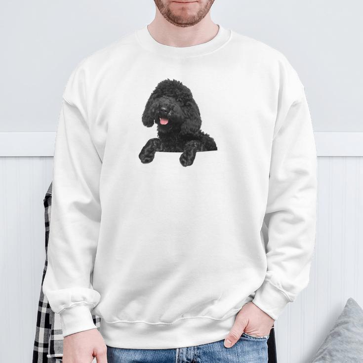 ブラックラブラドゥードル ポケット入り ラブラドゥードル犬愛好家 長袖tシャツ スウェットシャツ 高齢者への贈り物