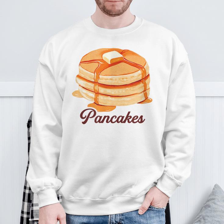 ホットケーキ パンケーキ Pancakes バター はちみつ イラスト 喫茶店 洋菓子 レトロ 水彩 綺麗 かわいい スウェットシャツ 高齢者への贈り物