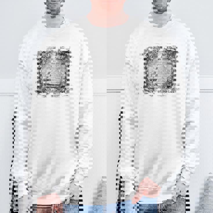 ヴィンテージ イルミナティ オールシーイング アイ ダラー フリーメイソン スウェットシャツ 高齢者への贈り物