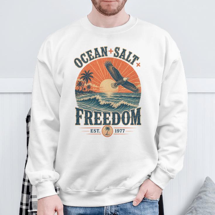 海 塩 自由 沿岸 愛国的 ワシ レトロ 夕日 長袖tシャツ スウェットシャツ 高齢者への贈り物