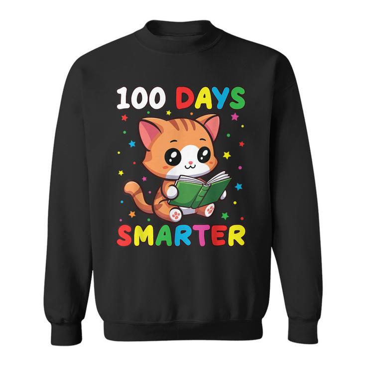 100 Days Smarter Happy Cute Cat Reading A Book Sweatshirt