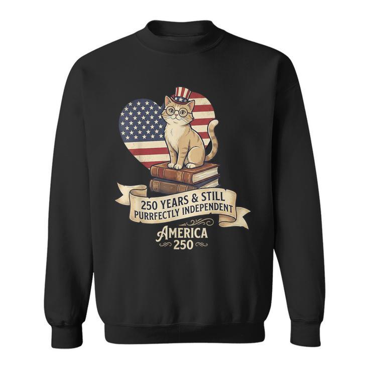 250 Anniversary USA Shirt Book Cute Cat 4th Of July Sweatshirt
