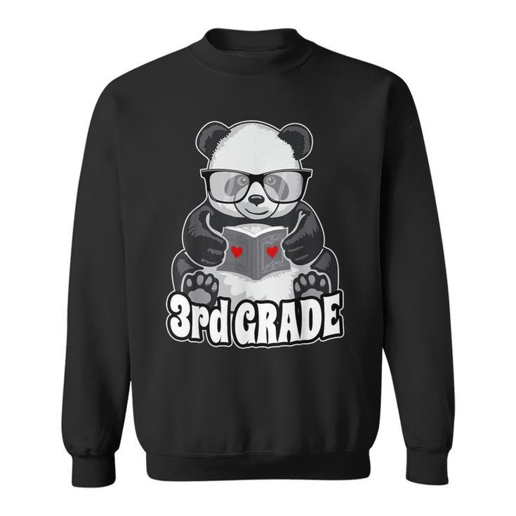 3rd Grade Back To School Panda Book Reader Teacher Heart Sweatshirt
