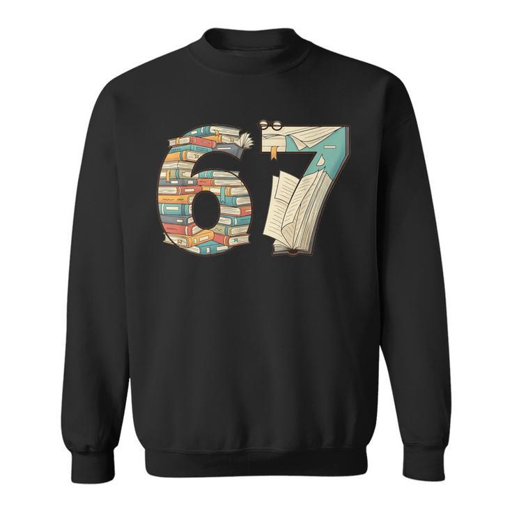67 Book Stack Literary Adventure Reader Sweatshirt