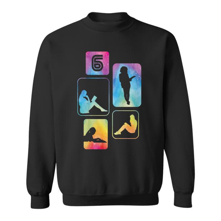 6th Birthday Book Reading Bookworm Book Lover Girls Sweatshirt