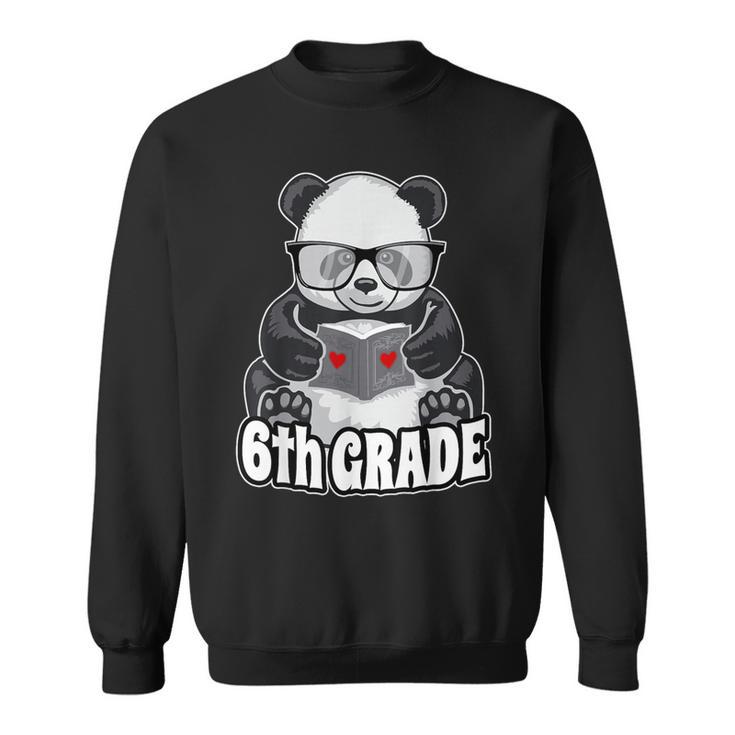 6th Grade Back To School Panda Book Reader Teacher Heart Sweatshirt