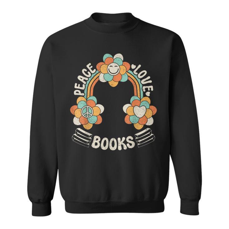 70s Groovy Rainbow Reading Outfit Hippie Peace Love Books Sweatshirt
