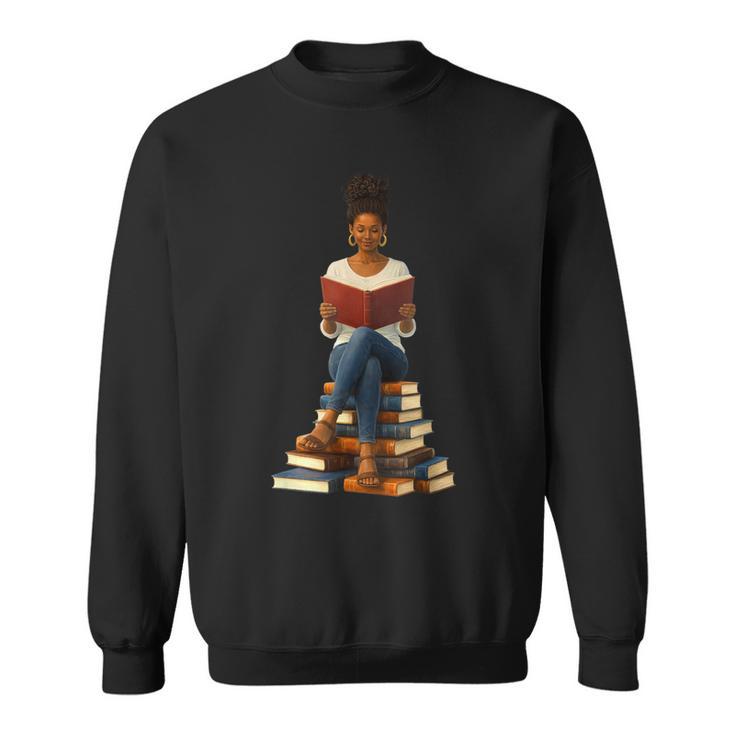 African American Woman Melanin Afro Girl Reading Book Sweatshirt