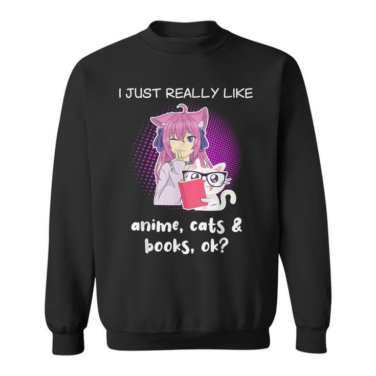 Anime Shirt Cat Lover Book Lover Reading Anime Lover Sweatshirt