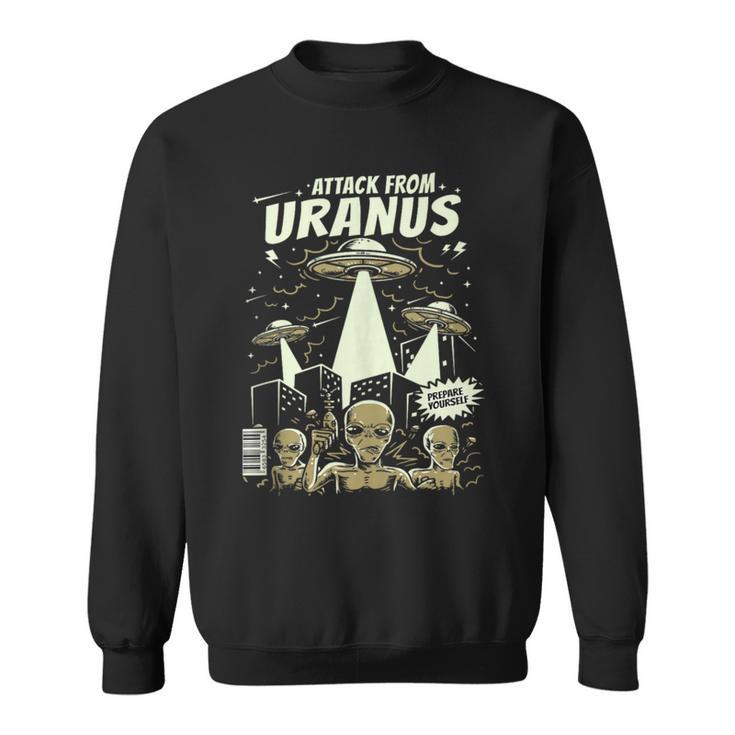 Attack From Uranus Retro Space Alien UFO Comic Book Sweatshirt