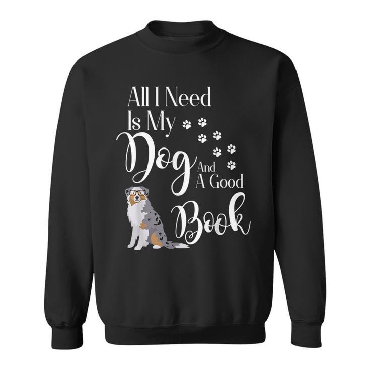 Australian Shepherd Dog Book Reading Love Mini Aussie Men Women Kids Sweatshirt