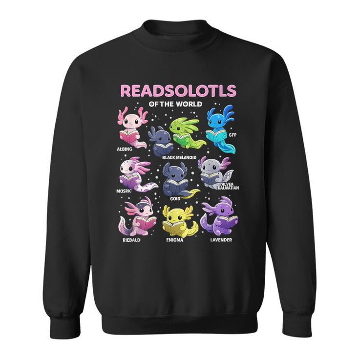 Axolotl Kawaii Readsolotl Of The World Axolotls Read Book Sweatshirt