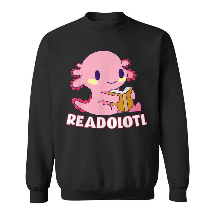 Axolotl Read Book Readolotl Ambystoma Mexicanum Walking Fish Sweatshirt