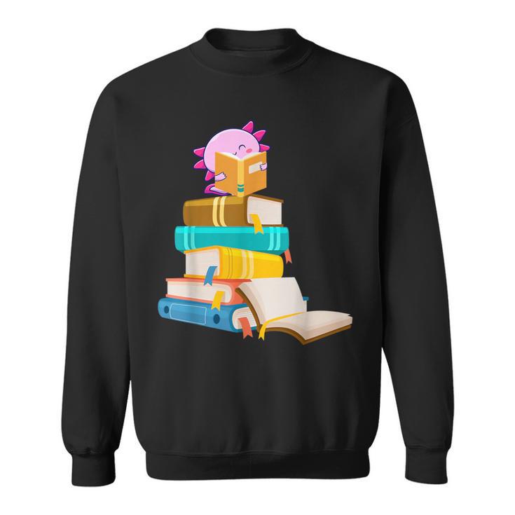 Axolotl Reading Book Bookworm Book Lover Girls Boys Sweatshirt