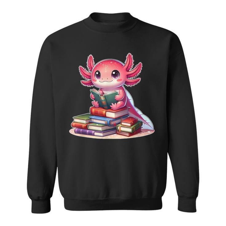 Axolotl Reading Bookworm Book Lovers Sweatshirt