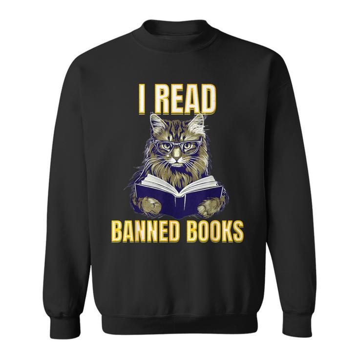 Banned Books Cat Reader Anti-Censorship Sweatshirt Banned Books Cat Reader Anti-Censorship Sweatshirt