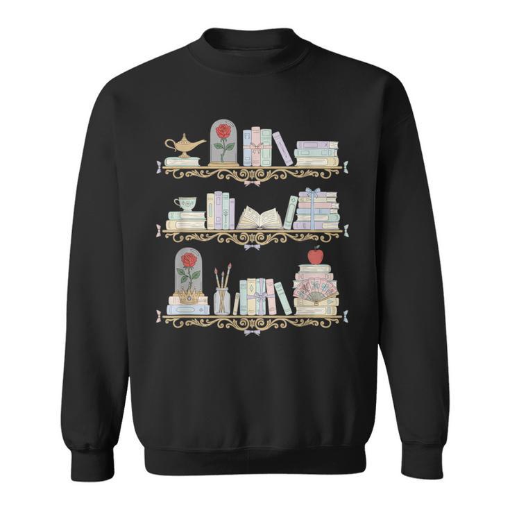 Belle Inspired Book Shelf Art Rose Book Lover For Women Sweatshirt