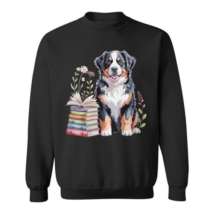 Bernese Mountain Dog Berner Bookworm Flowers Book Reading Sweatshirt