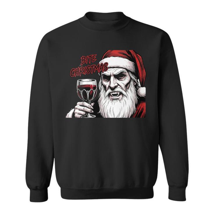 Bite Christmas Vampire Santa Claus Vintage Comic Book Style Sweatshirt