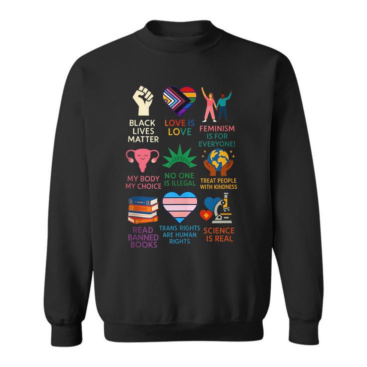 BLM Human Rights Feminism Trans Science Books LGBTQ Kindness Sweatshirt