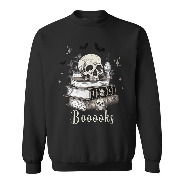 Boo Skeleton Skull Books Halloween Women School Teacher Kid Sweatshirt