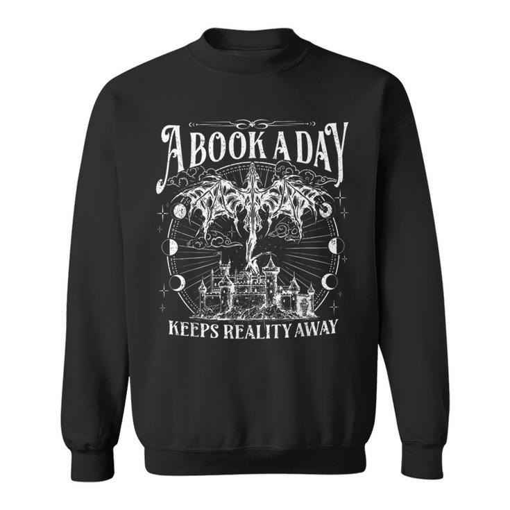 A Book A Day Dragon Bookish Book Club Fantasy Book Lover Sweatshirt