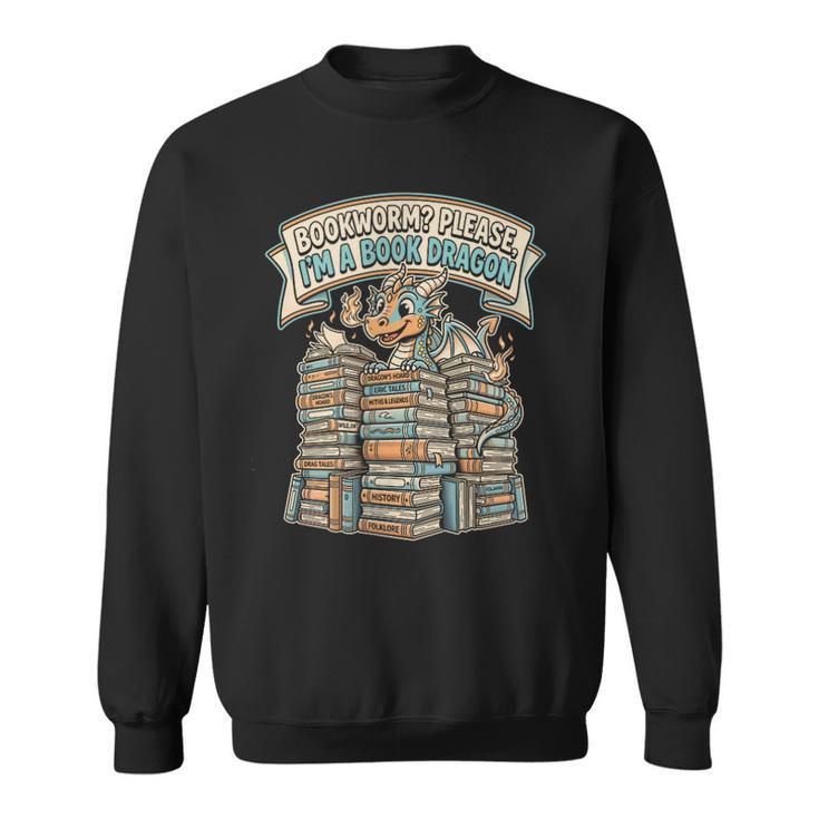 Book Dragon Bookworm Reader Retro Sweatshirt