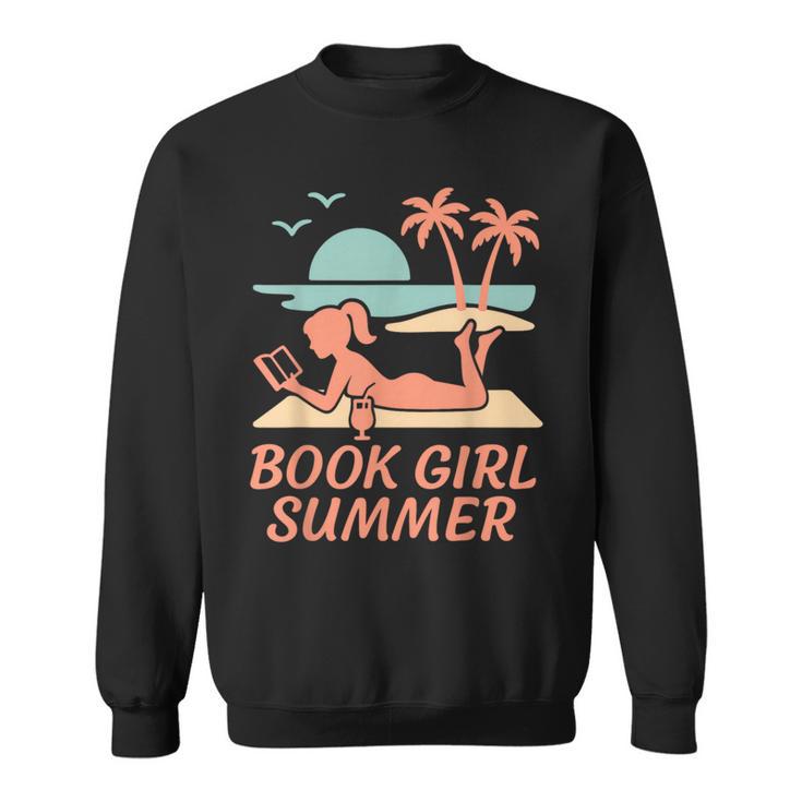 Book Girl Summer Book Reading Retro Sunset Sweatshirt
