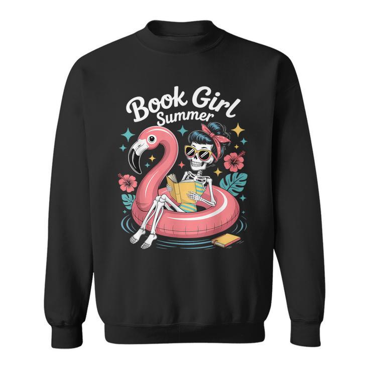 Book Girl Summer Skeleton Reading Books Lovers Beach Sweatshirt
