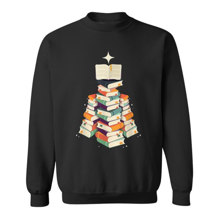 Book Lover Bookworm Librarian Merry Christmas Tree Sweatshirt