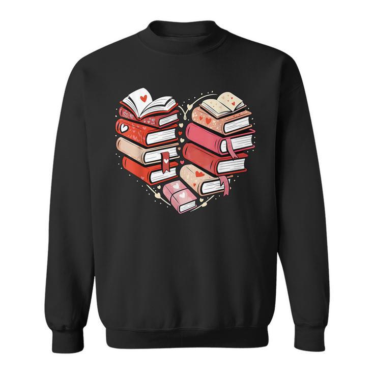 Book Lover Heart Shape Reading Librarian Valentine Men Women Sweatshirt