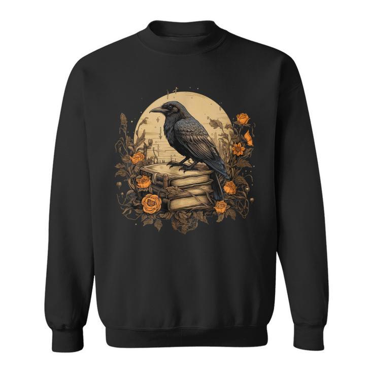 Book Lover Ideas Raven Reading Book Occult Crow Sweatshirt