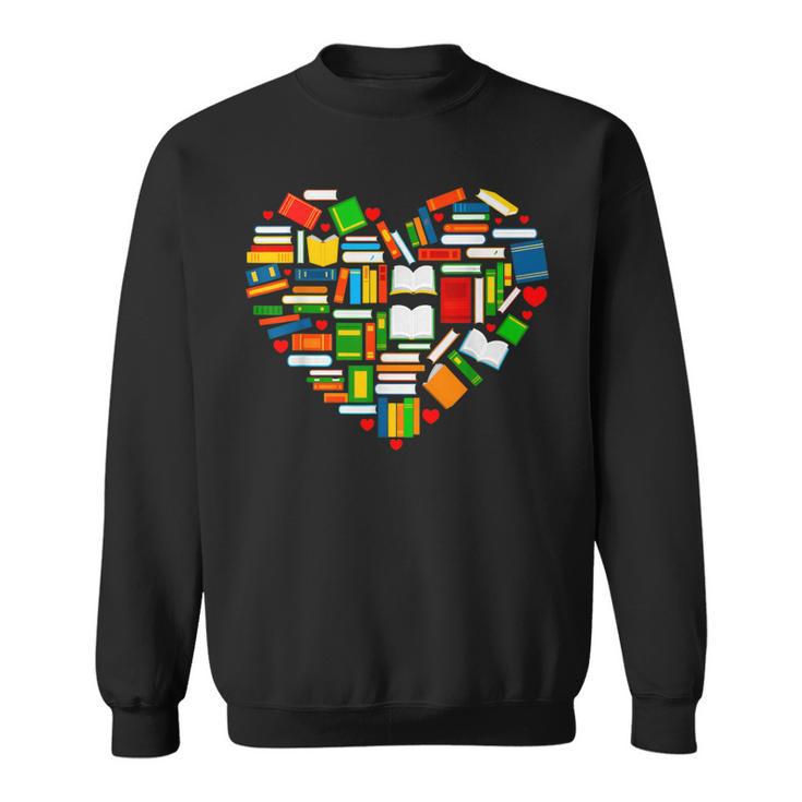 Book Lover Librarian Books Heart Valentine Sweatshirt
