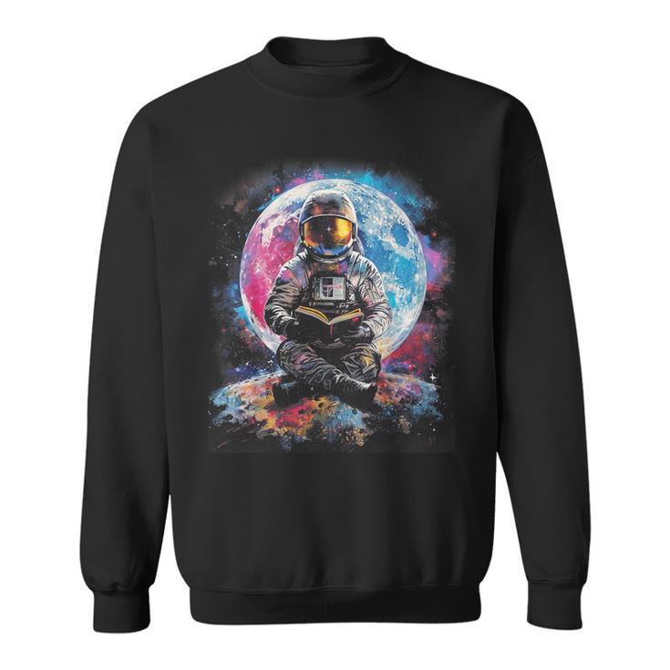 Book Lovers Cool Astronaut Reading Books In Space Kids Sweatshirt