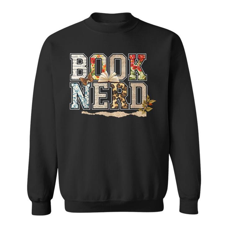 Book Nerd Vintage Floral Aesthetic Leopard Print Sweatshirt
