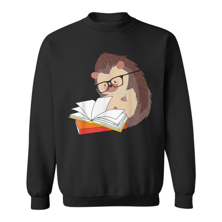 Book Reading Bookworm Forest Animal Wildlife Cute Hedgehog Sweatshirt