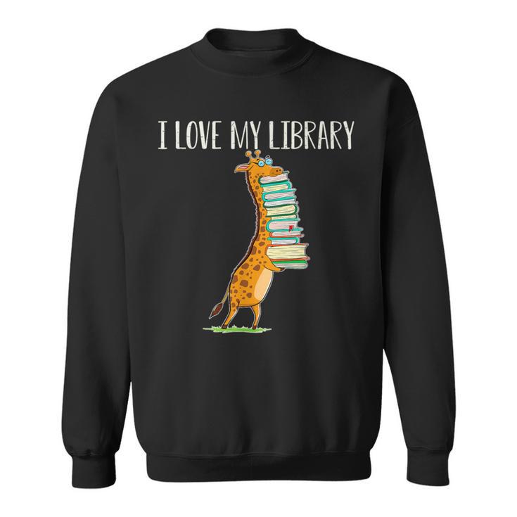 Book Reading Giraffe I Love My Library Sweatshirt