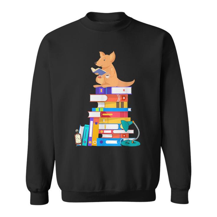 Book Reading Kangaroo Tea Coffee Kawaii Bookworm Sweatshirt