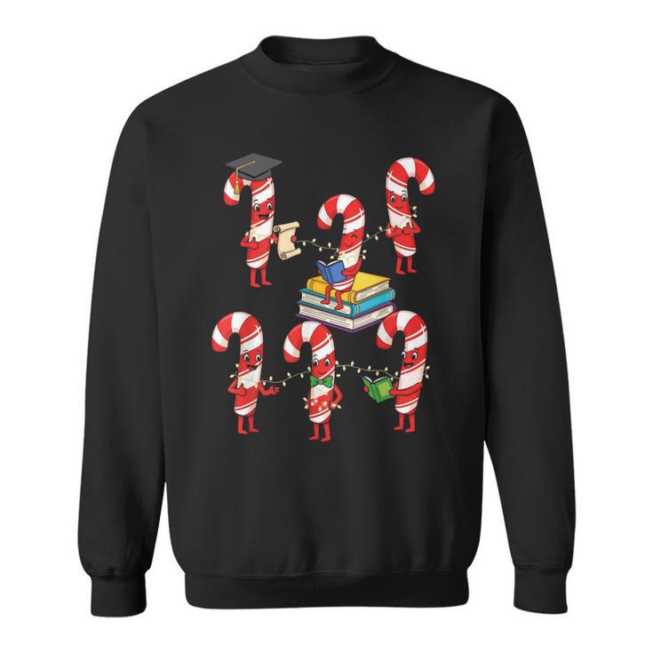 Bookmas Christmas Books Shirt Candy Cane Bookworm Sweatshirt