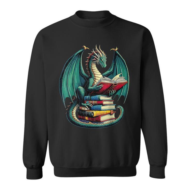 Books Dragon Reading Book Lover Sweatshirt